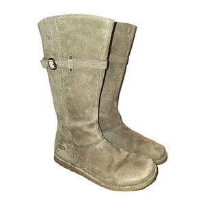 KEEN SIERRA 7 Tall Y2K Zip Tan Tooled Leather Buckle Riding Moto Comfort Boots